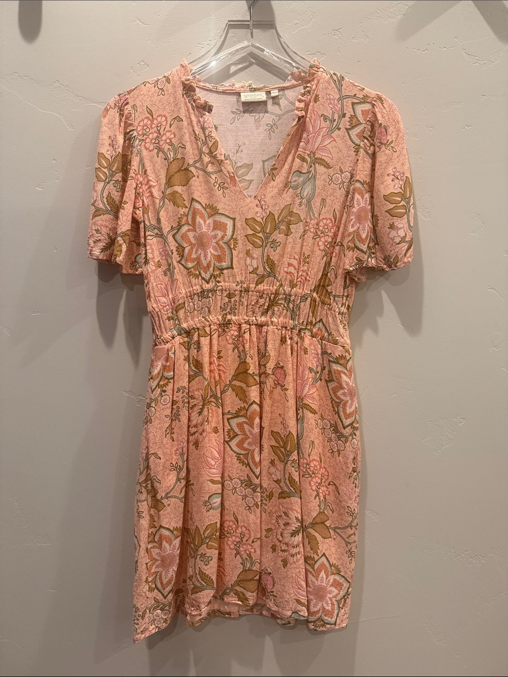 Spartina 449 Pink Floral V-Neck Short Dress